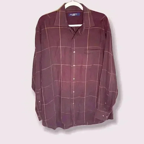 Stone Rose Red Herringbone Striped Button Up Shirt - Picture 1 of 6